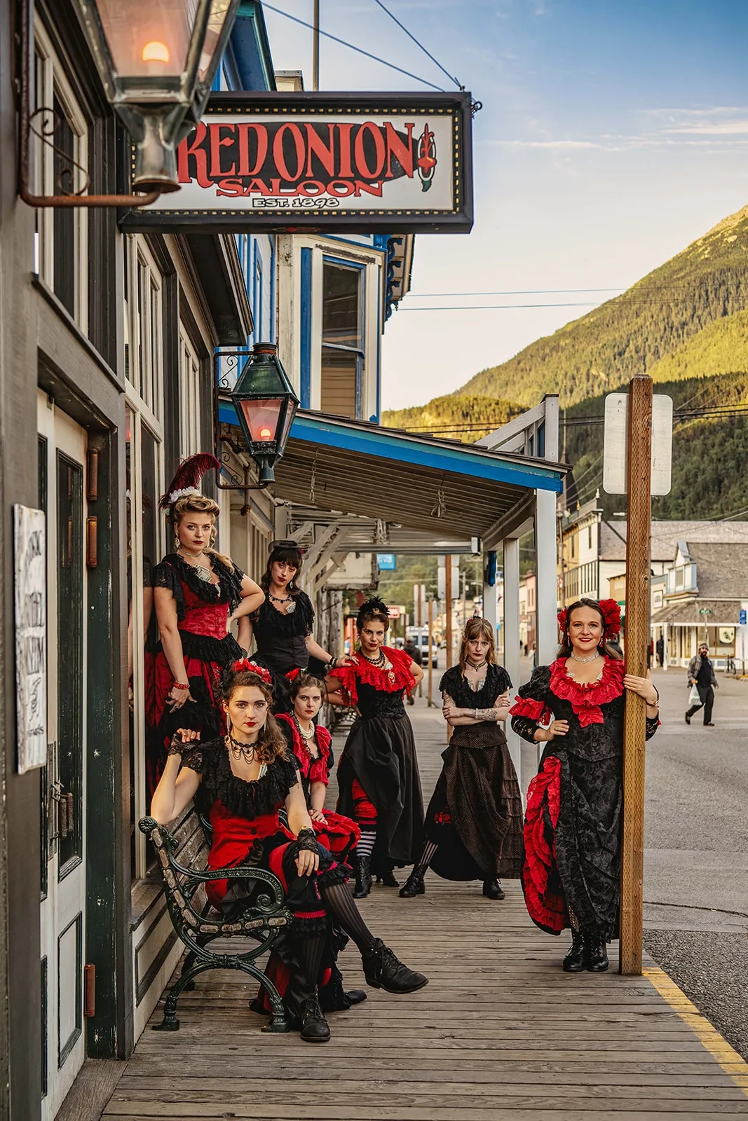 Madams in front of the Red Onion Saloon